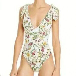 Aqua Womens One Piece Floral Swimsuit Size Small